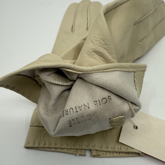 New With Tags ,Vintage Deep Cream Fine Buttersoft Kidskin Gloves, Barnier, … - Picture 5 of 8